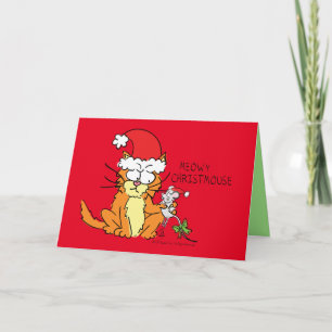 Carte Chat Funny Noël Cartographie mignonne souris souri