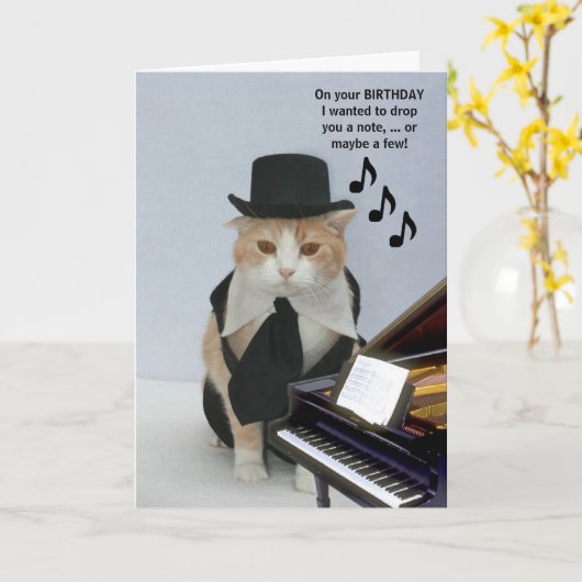 Carte Chat Funny personnalisable (Fleur jaune)