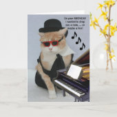 Carte Chat Funny personnalisable (Fleur jaune)
