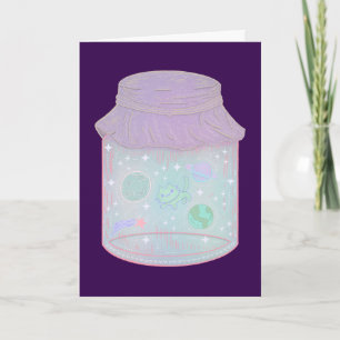 Carte Chat Galaxie dans un Pot Art de Chat Kawaii de l