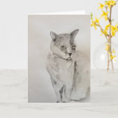 Carte chat gris aquarelle (Fleur jaune)