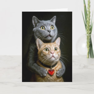 Carte Chat gris d'anniversaire avec chat de gingembre da