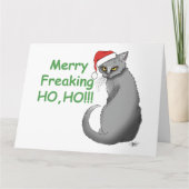 Carte Chat gris de Noël amusant (Devant)