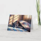 Carte Chat gris dormant d'anniversaire (Devant)