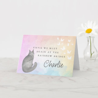 Carte Chat gris Pont Arc-en-ciel Sympathie Perte d'anima