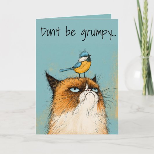 Carte Chat grumpy d'anniversaire (Devant)
