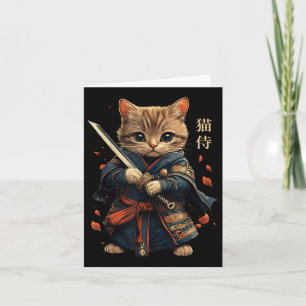 Carte Chat Guerrier Japonais Samurai Chat Tattoo Kawaii