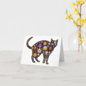 CARTE CHAT HALLOWEEN (Fleur jaune)