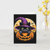 Carte Chat Halloween Citrouille Chat Noir Épouvantable E (Fleur jaune)