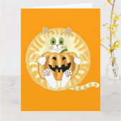 Carte Chat Halloween de babiole (Fleur jaune)