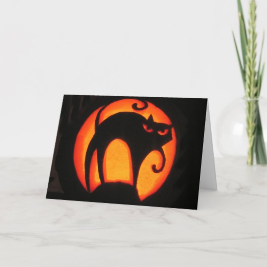 Carte Chat Halloween effrayant (Devant)