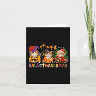 Carte Chat Halloween Noël Joyeux Hallothanksmans Merci