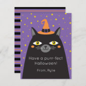 Carte Chat Halloween pour enfants (Devant / Derrière)