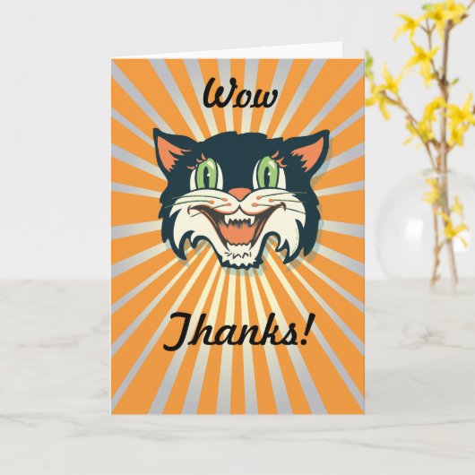 Carte Chat Halloween Vintage (Fleur jaune)