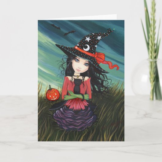 Carte Chat Halloween Witch par Molly Harrison (Devant)
