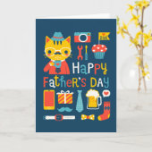 Carte Chat heureux de père de fête des pères (Fleur jaune)