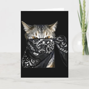 Carte Chat hors-la-loi drôle gangster avec bandana