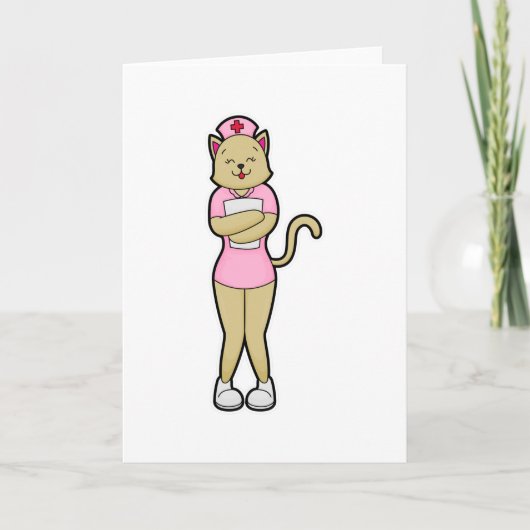Carte Chat infirmière avec liste médicale (Devant)
