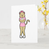 Carte Chat infirmière avec liste médicale (Fleur jaune)