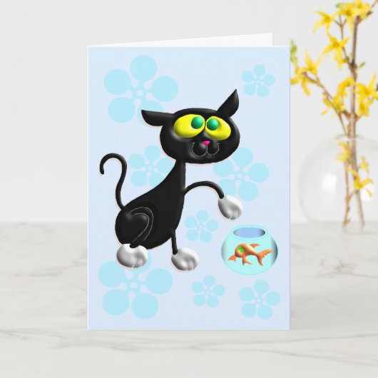 Carte Chat innocent (Fleur jaune)