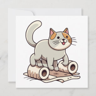 Carte Chat Jouant avec du Papier Toilette