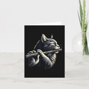 Carte Chat jouant de la flûte Amoureux des chats musicie