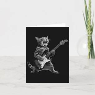 Carte Chat Jouant de la Guitare Rock Star Rock And Roll