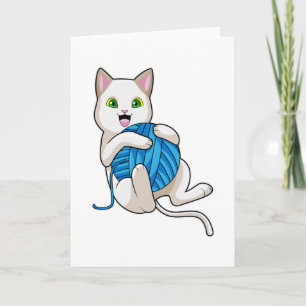 Carte Chat Jouer de la laine