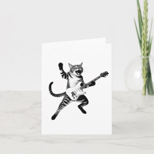 Carte Chat Jouer Guitare Rock Et Roll Band Hommes Femmes