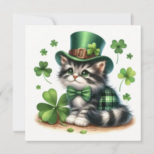 Carte Chat joyeux jour de la Saint-Patrick