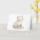 Carte Chat kitté beige brodé Blanc Boho (Fleur jaune)