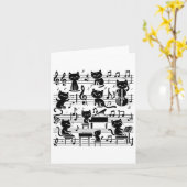 Carte Chat Kitty Jouant Note De Musique Clé De Sol Music (Fleur jaune)