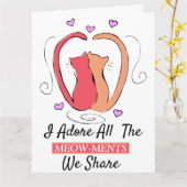 Carte Chat Kitty, queues de coeur J'adore tous les momen (Fleur jaune)