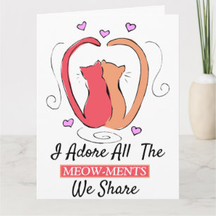 Carte Chat Kitty,Queues de coeur J'adore tous les moment