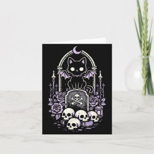 Carte Chat Kitty Vamre Crâne et Gothique Kawaii Mignon V