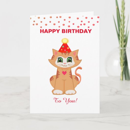 Carte Chat Kitty - Voeux d'anniversaire personnalisés (Devant)