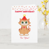Carte Chat Kitty - Voeux d'anniversaire personnalisés (Fleur jaune)