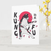 Carte Chat Kung Fu (Fleur jaune)