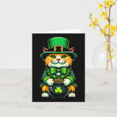 Carte Chat lutin de la Saint-Patrick Chat Trèfle irlanda (Fleur jaune)