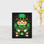 Carte Chat lutin de la Saint-Patrick Chat Trèfle irlanda (Fleur jaune)