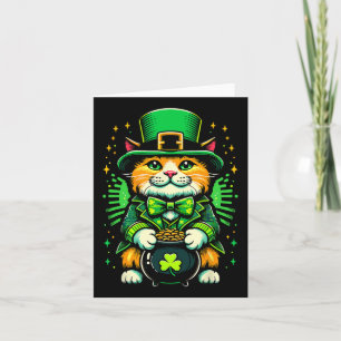 Carte Chat lutin de la Saint-Patrick Chat Trèfle irlanda