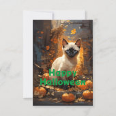 Carte Chat magique d'Halloween en Siamese à Manhattan (Devant)