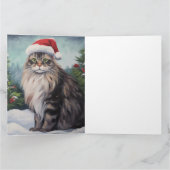 Carte Chat Maine Coon à Noël de neige (Intérieur)
