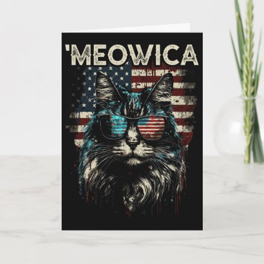 Carte Chat Maine Coon Patriote d'Amérique (Devant)