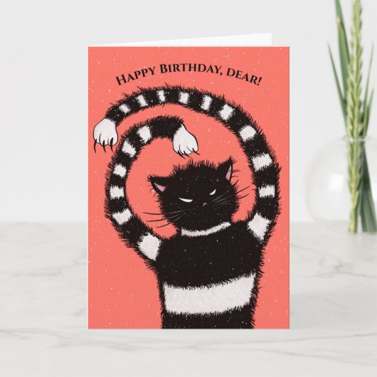 Carte Chat Mal En Snowy Hiver Cartoon Kitty Anniversaire (Devant)