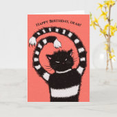 Carte Chat Mal En Snowy Hiver Cartoon Kitty Anniversaire (Fleur jaune)