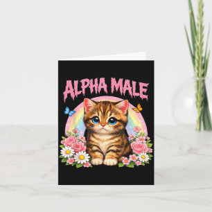 Carte Chat mâle alpha mignon drôle de mème arc-en-ciel