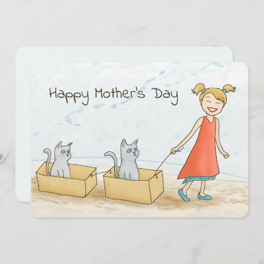 Carte Chat Maman Joyeuse fête des mères (Devant / Derrière)