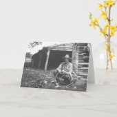 Carte Chat mangeant hors d'une boîte de café (Fleur jaune)