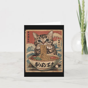 Carte Chat Manger Ramen nouilles Kawaii Anime Manga Japa
